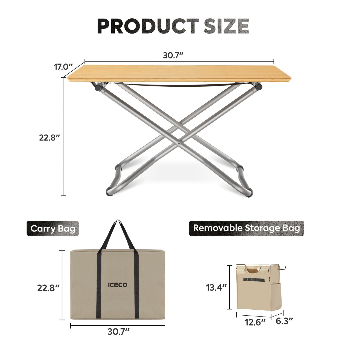 Portable Folding Bamboo Camping Table